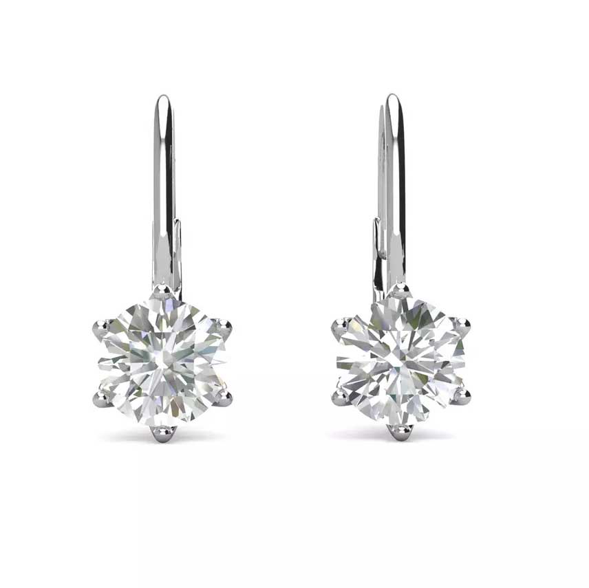 moissanite leverback earrings silver bridal evening
