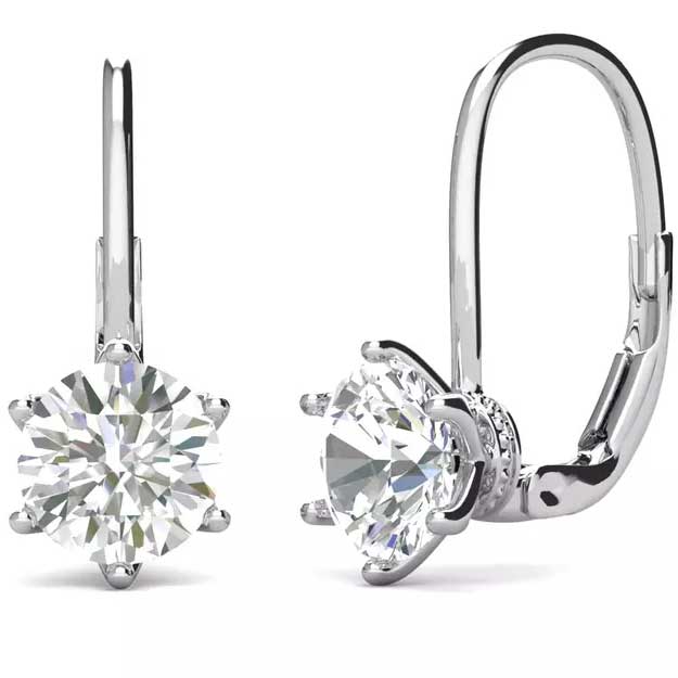 moissanite leverback earrings silver bridal evening