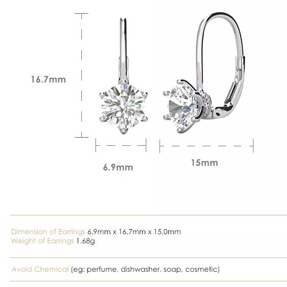 moissanite leverback earrings silver bridal evening