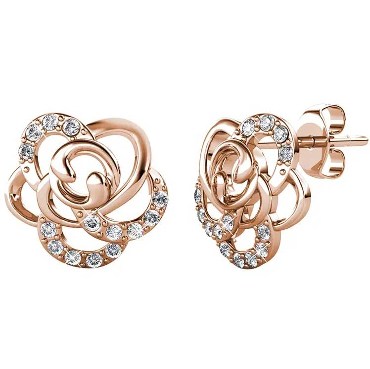 rose gold stud earrings flower