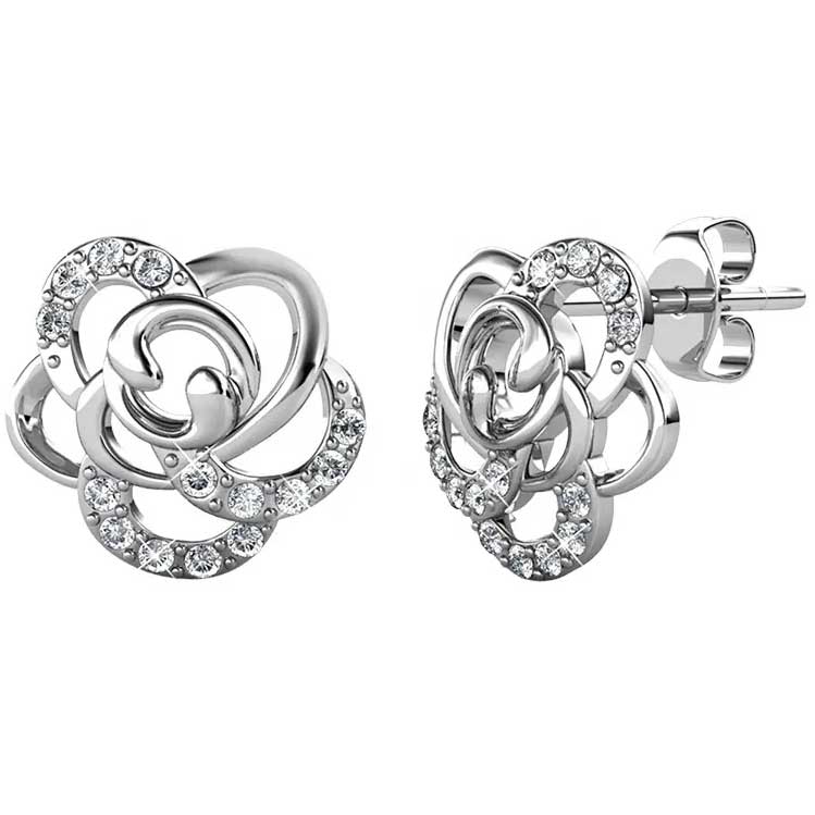 silver stud earrings rose