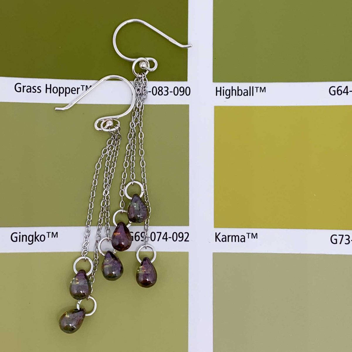 silver crystal tassel earrings