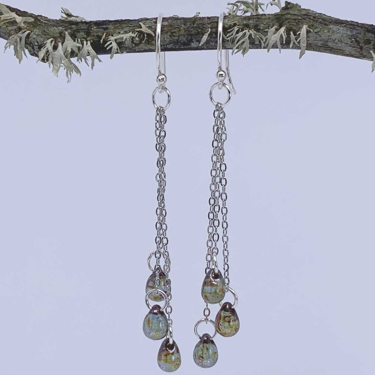 silver crystal tassel earrings