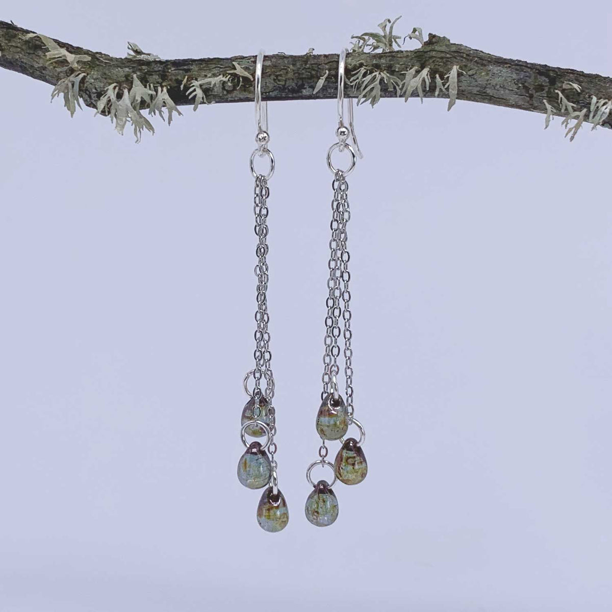 silver crystal tassel earrings