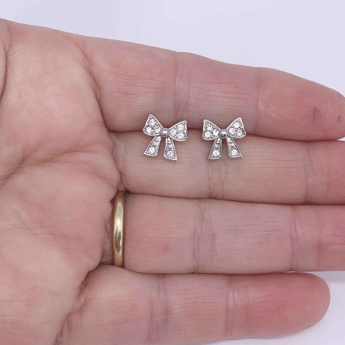 bow crystal stud earrings jewellery nz