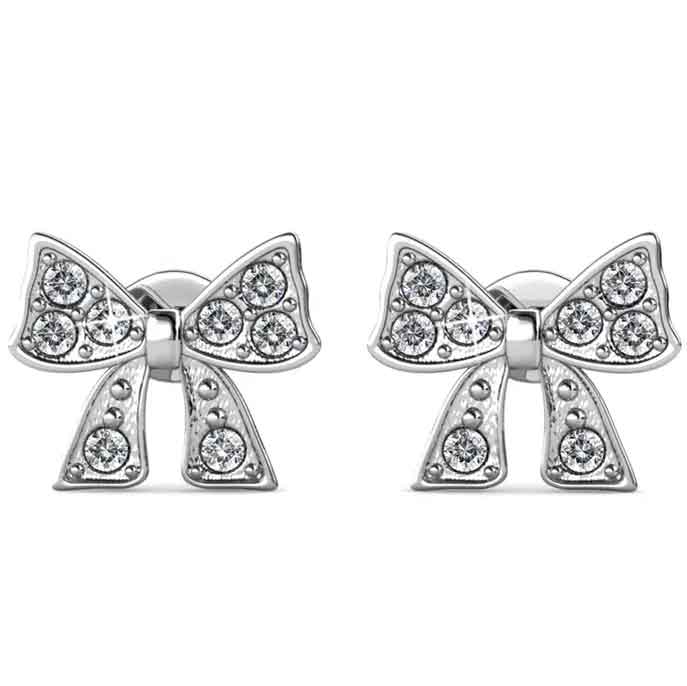 bow crystal stud earrings jewellery nz