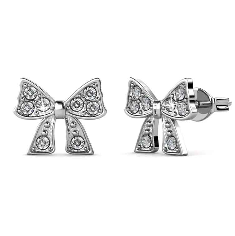bow crystal stud earrings jewellery nz
