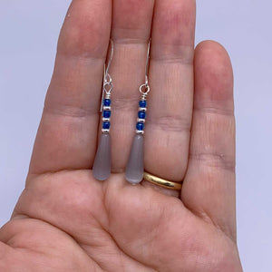 silver blue drop earrings samba hand