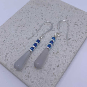 silver blue drop earrings samba stone