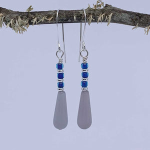 silver blue drop earrings samba hanging