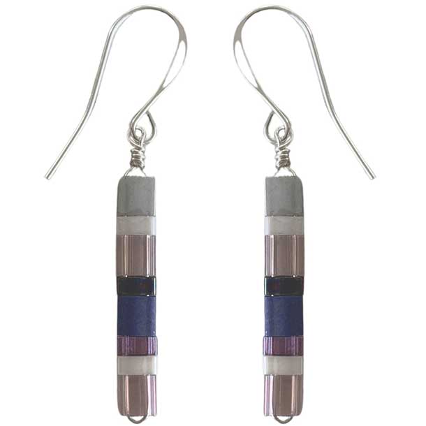 silver drop earrings blue modern