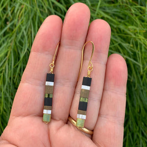 gold drop earrings green modern