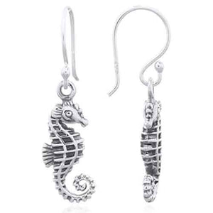 silver seahorse drop earrings jewellery nz
