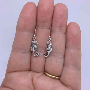 silver seahorse drop earrings jewellery nz