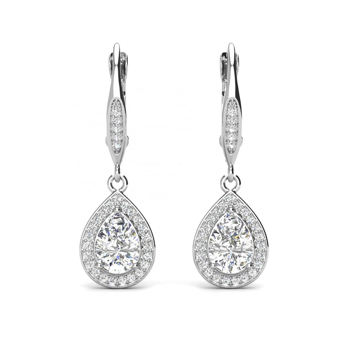 silver evening earrings crystals