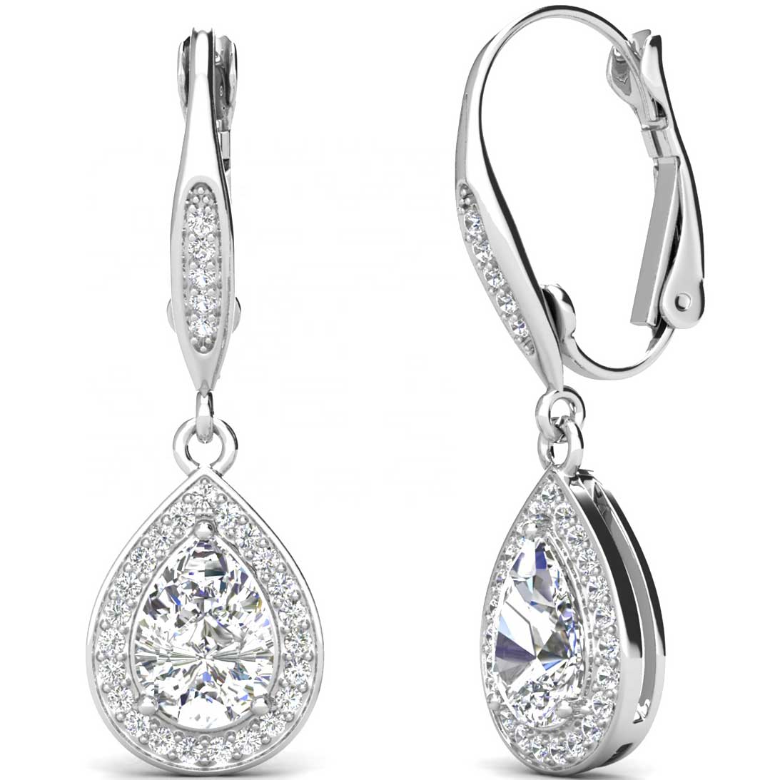 silver evening earrings crystals