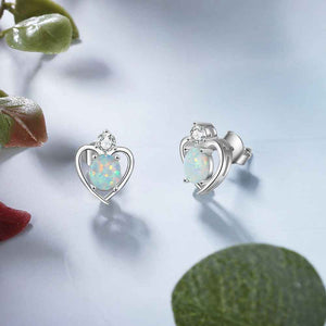 heart opal crystal silver earrings jewellery