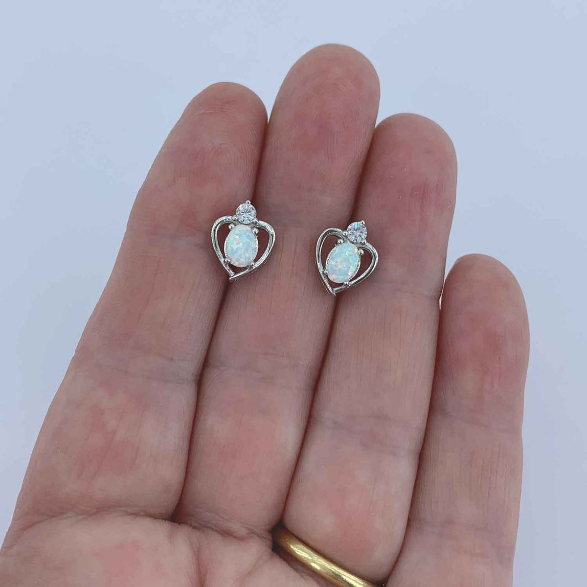 heart opal crystal silver earrings jewellery