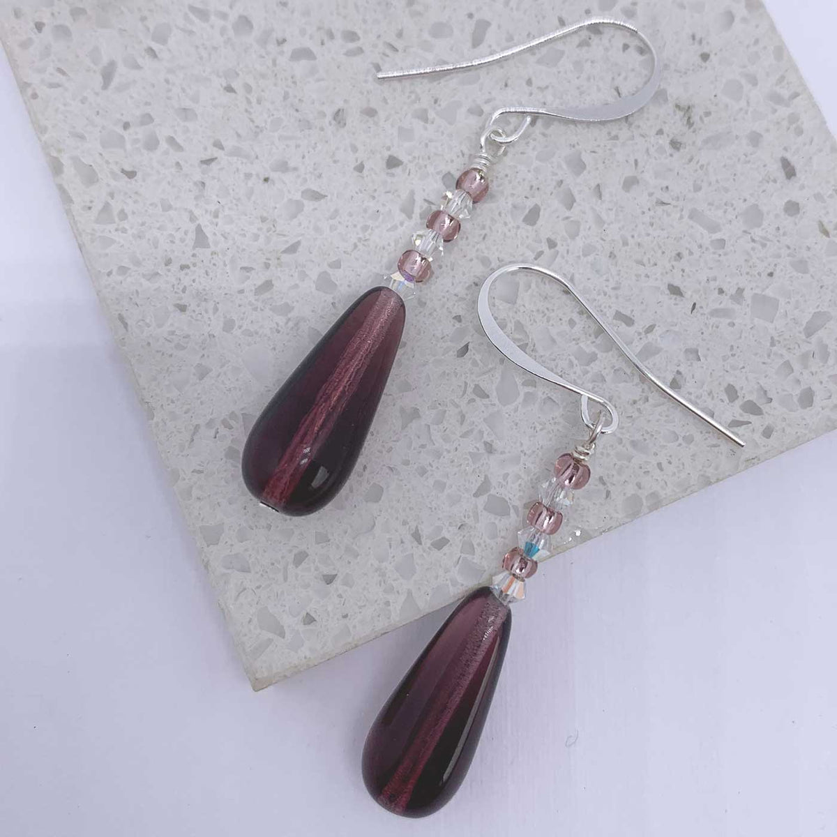 silver amethyst earrings