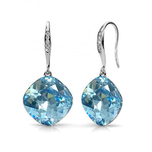 blue crystal earrings silver for women