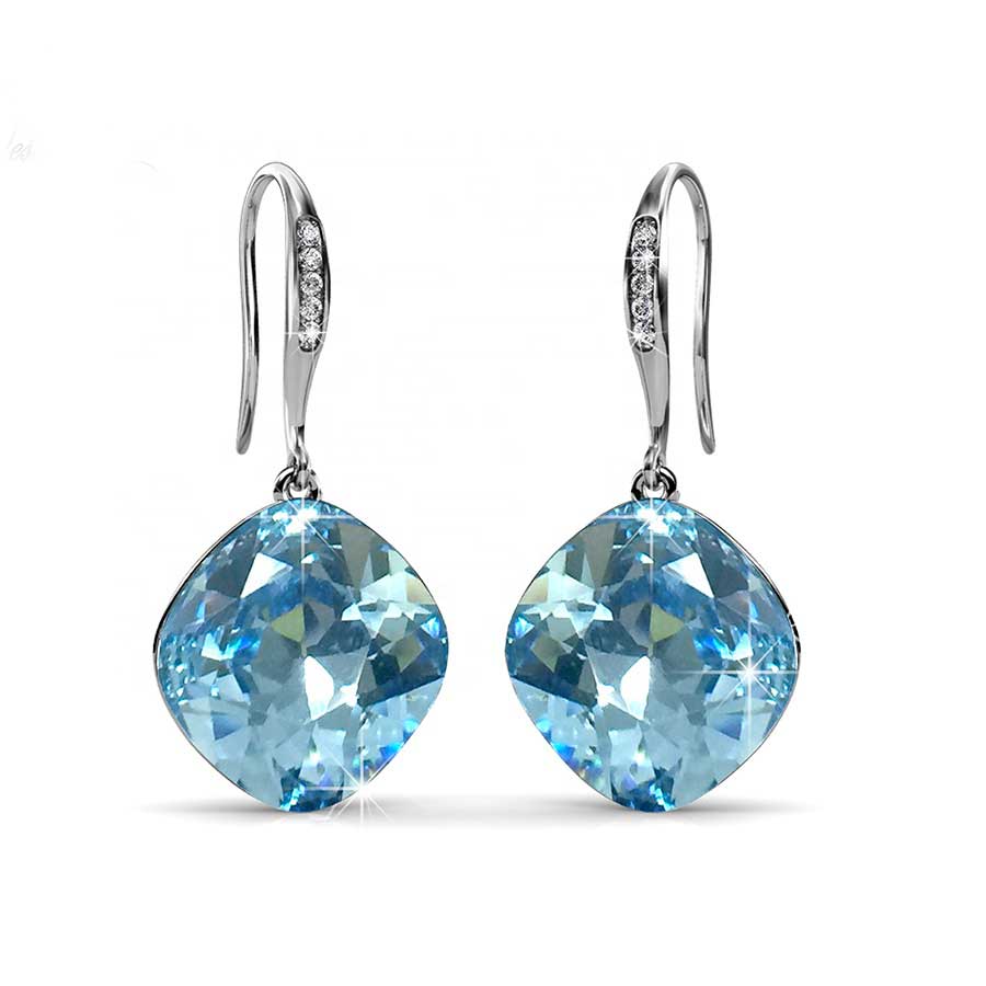 blue crystal earrings silver for women