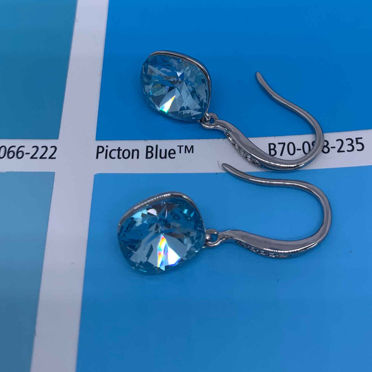 blue crystal earrings silver for women