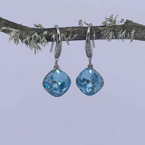 blue crystal earrings silver for women