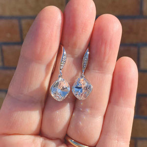 silver crystal drop earrings Jewellery