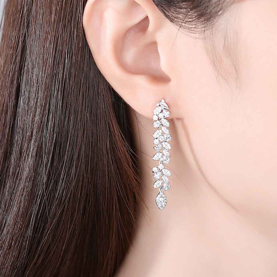 Crystal drop earrings wedding bridal bridesmaid gift option silver or gold  finish blush pink – Kathleen Barry Bespoke Occasion Accessories