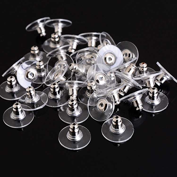 silver silicone comfort fit earring backs