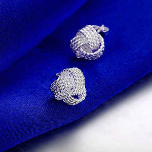 silver knot stud earrings for women