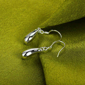 silver teardrop dangle drop earrings