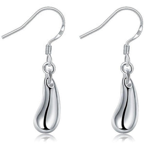 silver teardrop dangle drop earrings