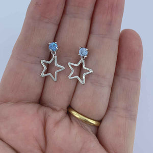 frenelle jewellery silver blue earring ssilver star