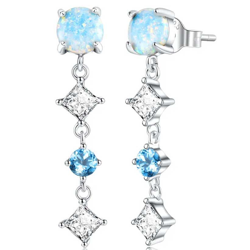 opal cz diamond drop earrings
