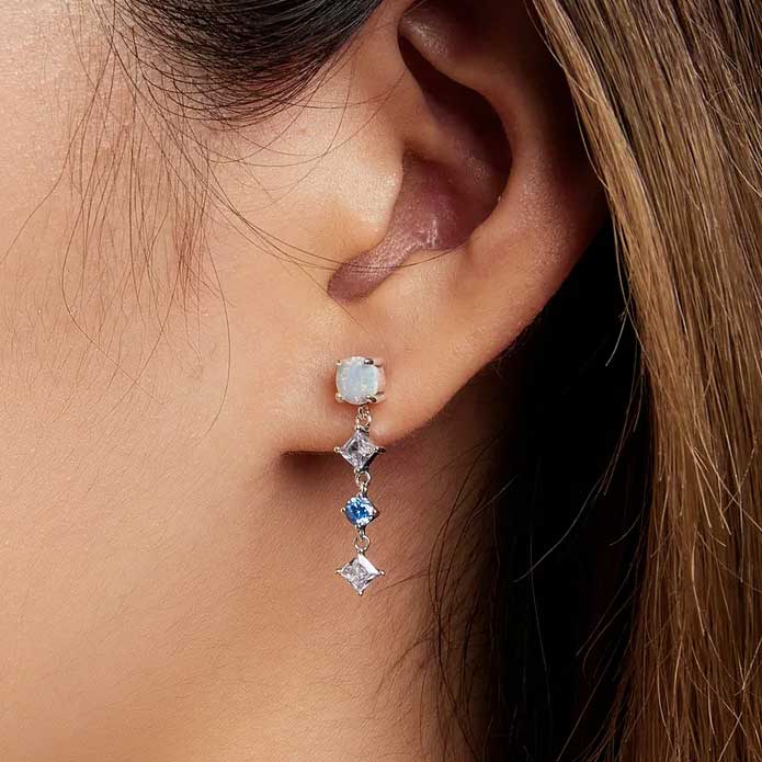 opal cz diamond drop earrings