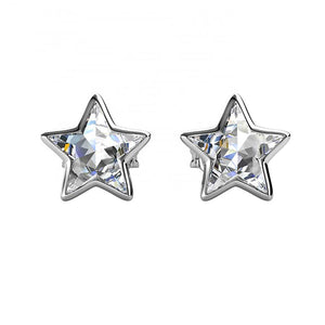 18K White Gold stud earring with Austrian crystals "Star" (Crystal)