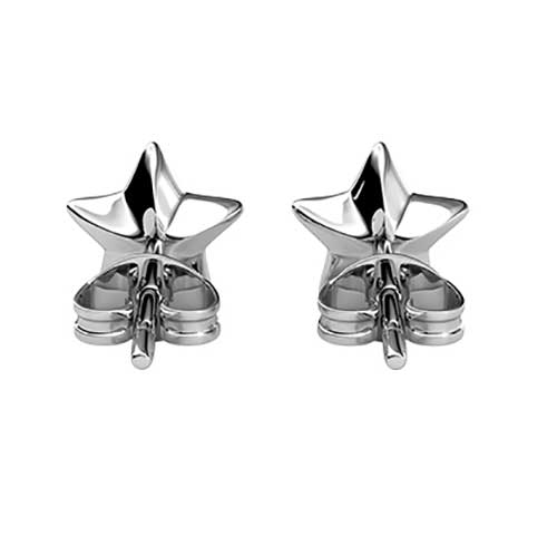18K White Gold Stud Crystal Earrings "Star" (Crystal)