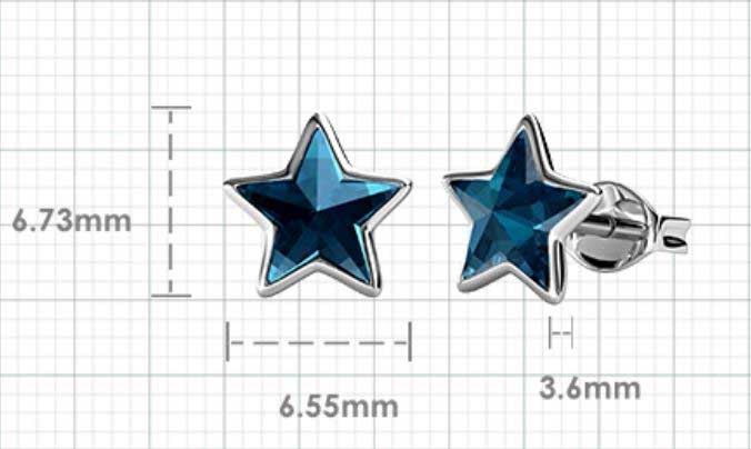 blue crystal star stud earrings for women