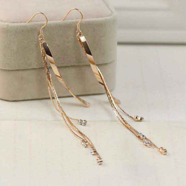 rose gold tassel crystal earrings
