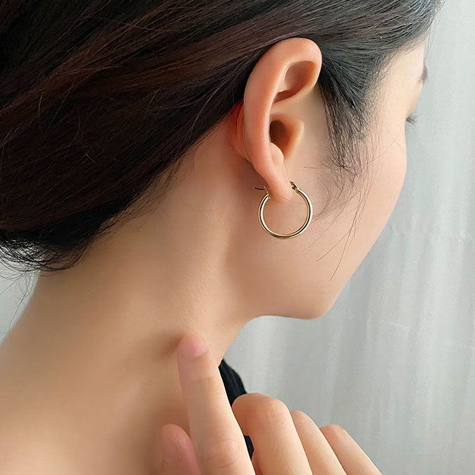 Glitters | Gold IP S/Steel Round Huggie Hoop Earrings | Mens Earring