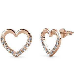 rose gold heart stud earrings nz