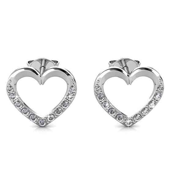 frenelle Jewellery silver heart crystal earrings
