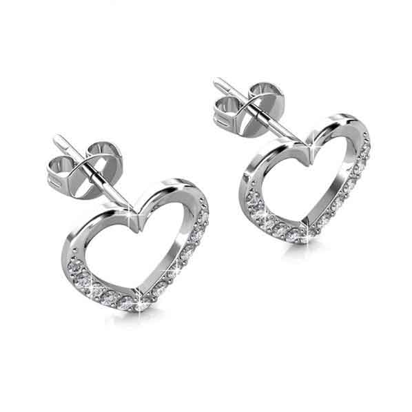frenelle Jewellery silver heart crystal earrings