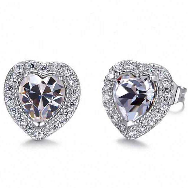 crystal heart shape stud earring jewellery nz