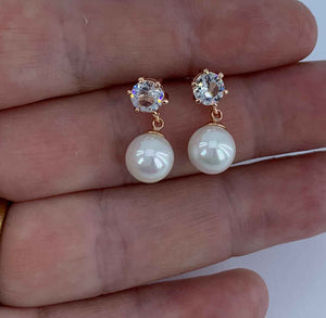 rose gold crystal pearl earring frenelle