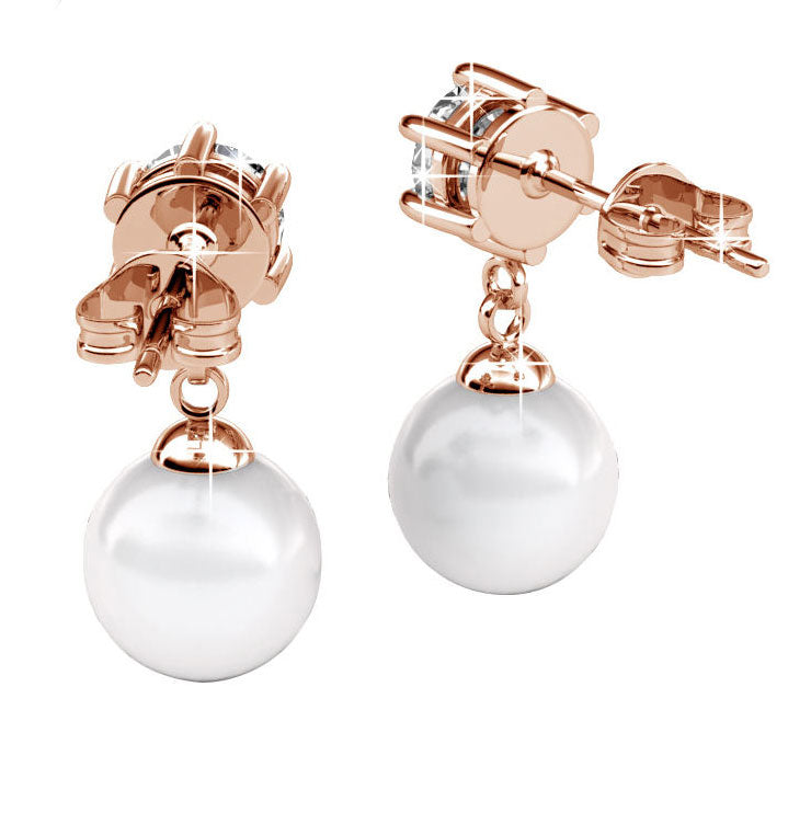 rose gold crystal pearl earring