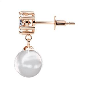 rose gold crystal pearl earring side