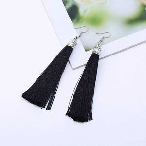 black silk tassel earrings