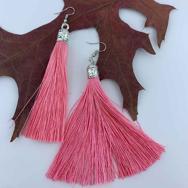 FRENELLE Jewellery Silky Tassel Earrings Juno Pink
